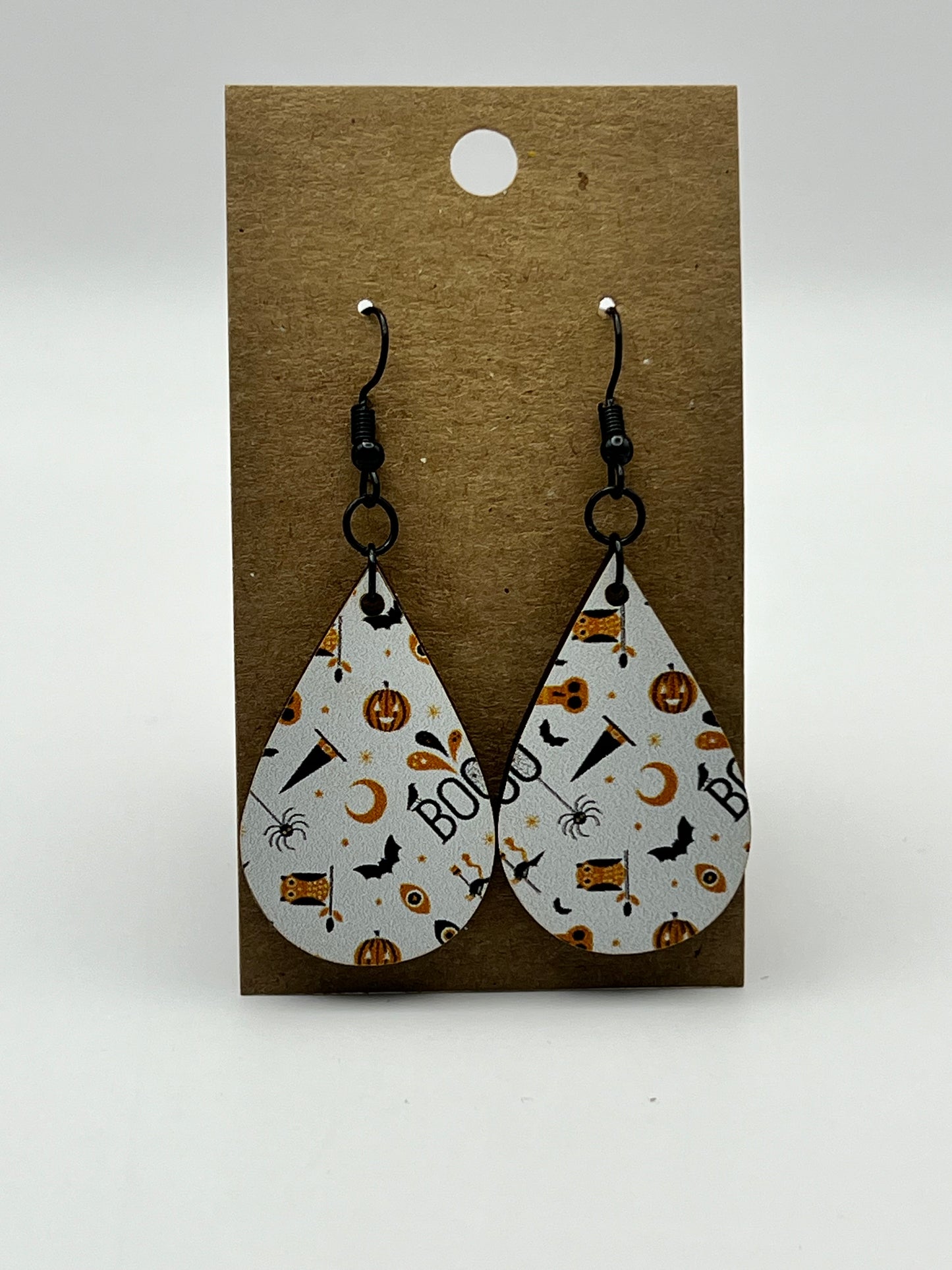 White Halloween UV Printed Earrings