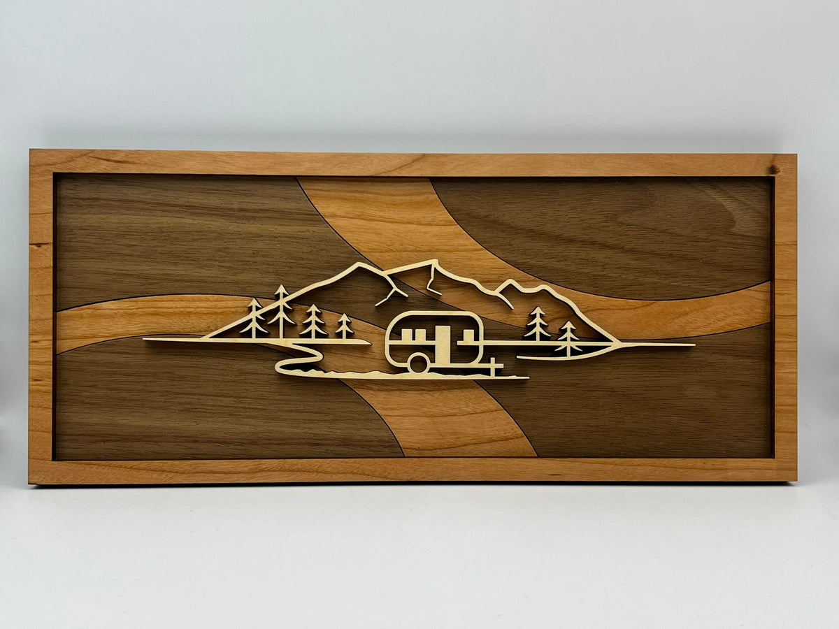 RV line art wood wall decor