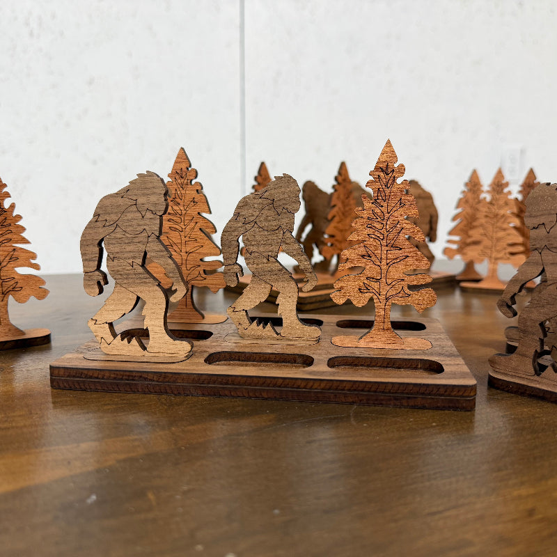 Bigfoot vs. Trees Wooden Tic-Tac-Toe Game