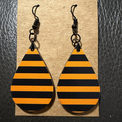 Stripes UV printed earrings shown from another angle
