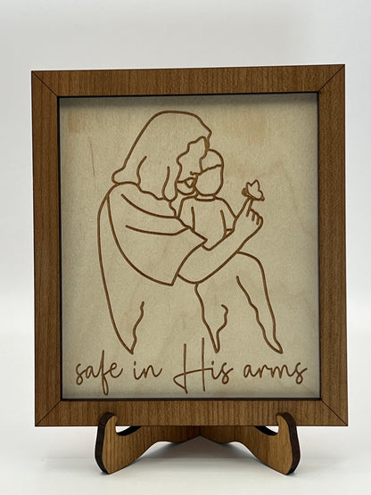 Safe in His Arms Shelf Sitter with Easel