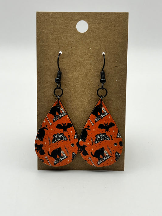 Black Cats and Bats UV Printed Earrings