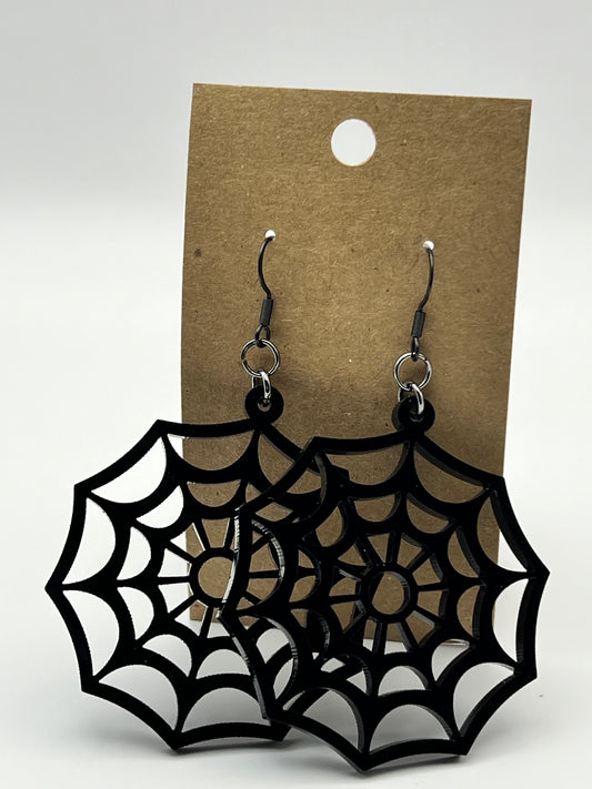 Large Cobweb Halloween Earrings