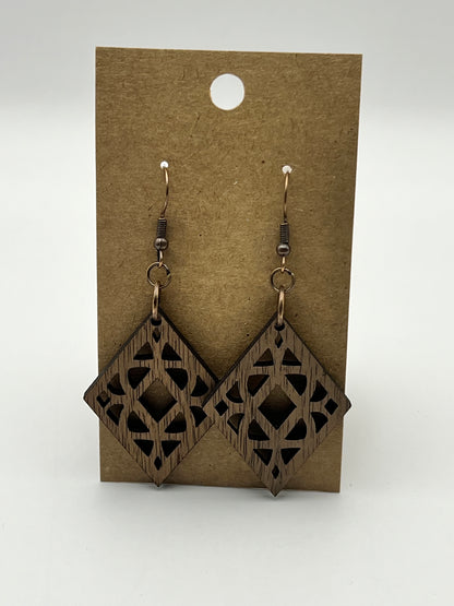 Diamond Wood Earrings