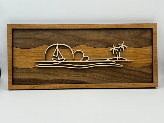 Island line art wood wall decor