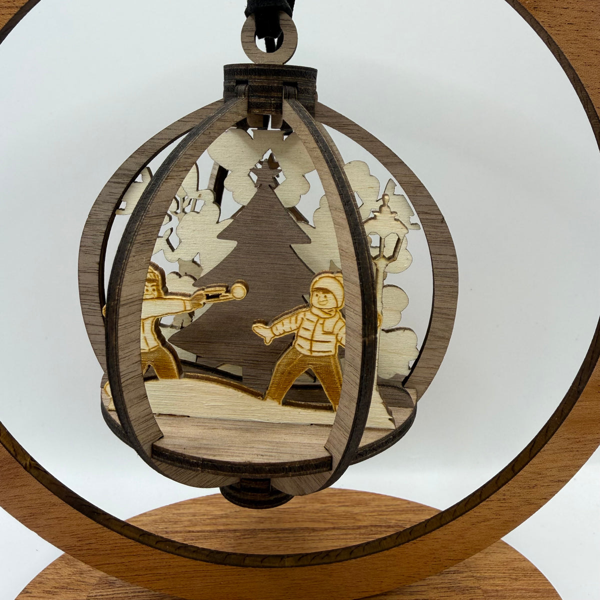 Close-up of the 3D Kids wood ornament