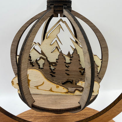 Close-up of the 3D Polar Bear wood ornament