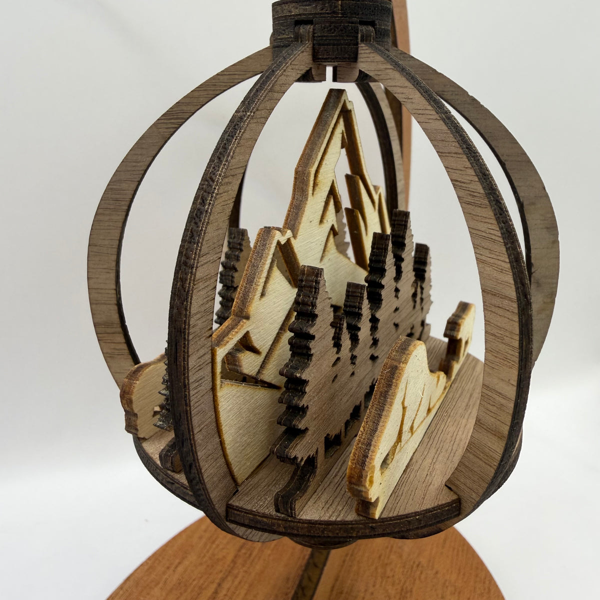Detail view of the 3D Polar Bear wood ornament design