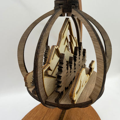 Detail view of the 3D Polar Bear wood ornament design