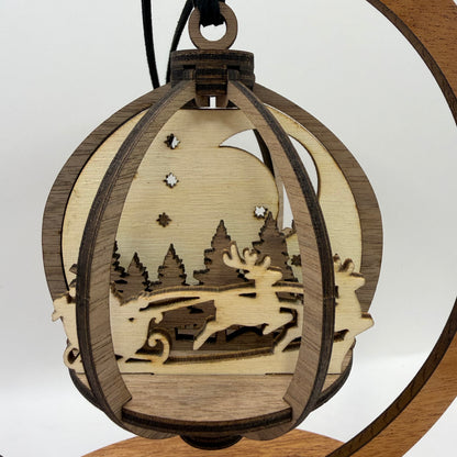 Close-up of the 3D Santa wood ornament