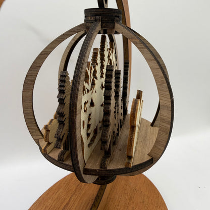 Detail view of the 3D Squirrel wood ornament design