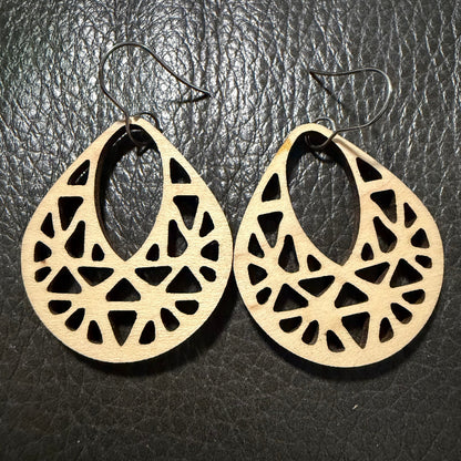Teardrop basket style earrings shown from another angle