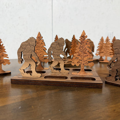 Bigfoot vs. Trees Wooden Tic-Tac-Toe Game