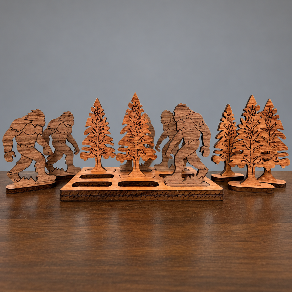 Bigfoot vs. Trees Wooden Tic-Tac-Toe Game