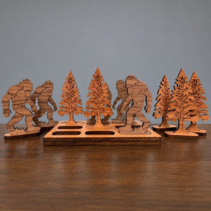 Bigfoot vs. Trees Wooden Tic-Tac-Toe Game