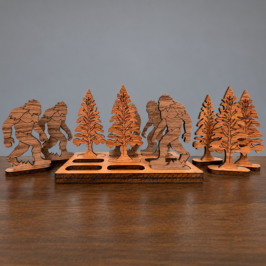 Bigfoot vs. Trees Wooden Tic-Tac-Toe Game