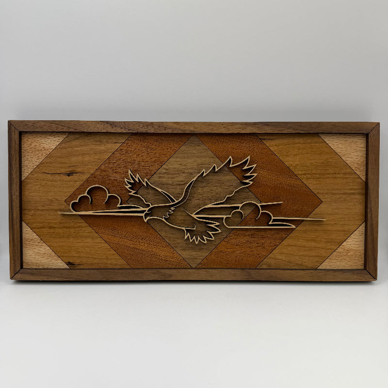 Eagle line art wood wall decor, Geometric Diamond backer