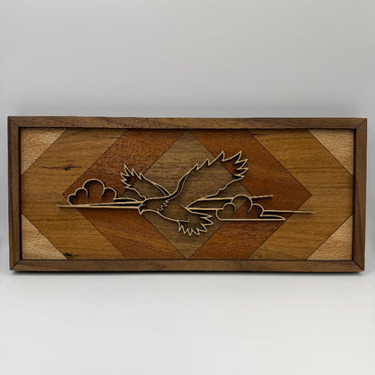 Eagle line art wood wall decor, Geometric Diamond backer