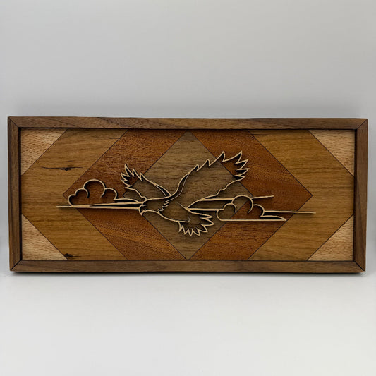 Eagle line art wood wall decor, Geometric Diamond backer