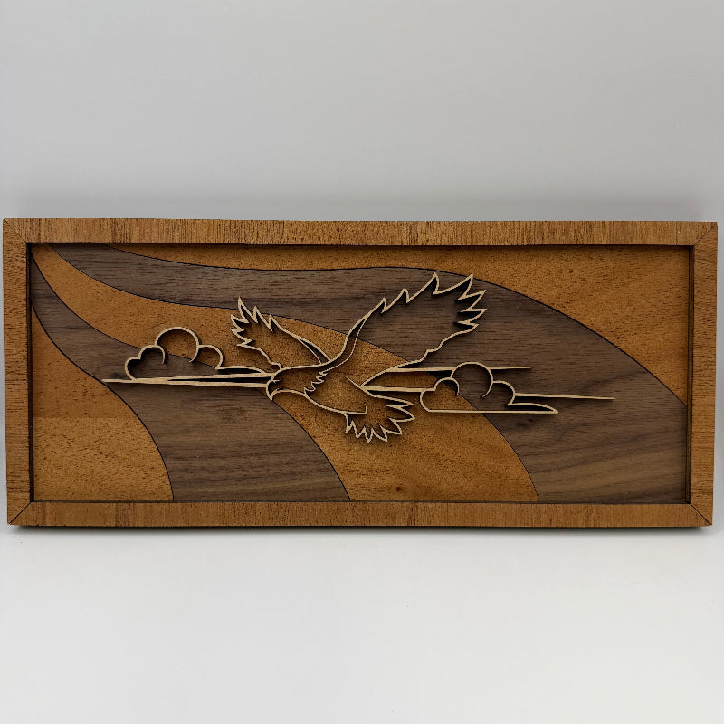 Eagle line art wood wall decor, Swoop backer