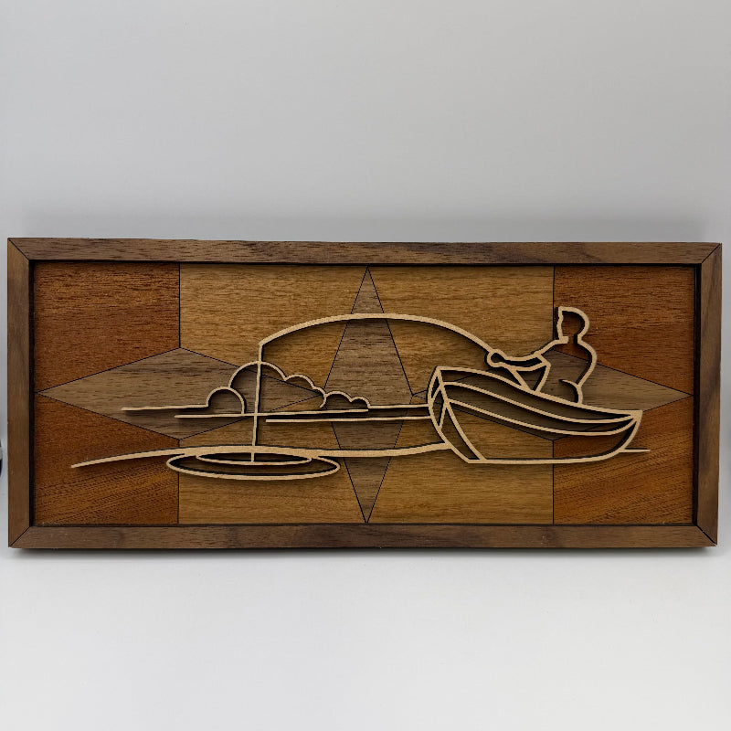 Fishing Boat line art wood wall decor