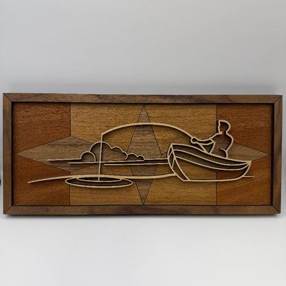 Fishing Boat line art wood wall decor