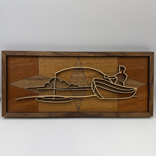 Fishing Boat line art wood wall decor