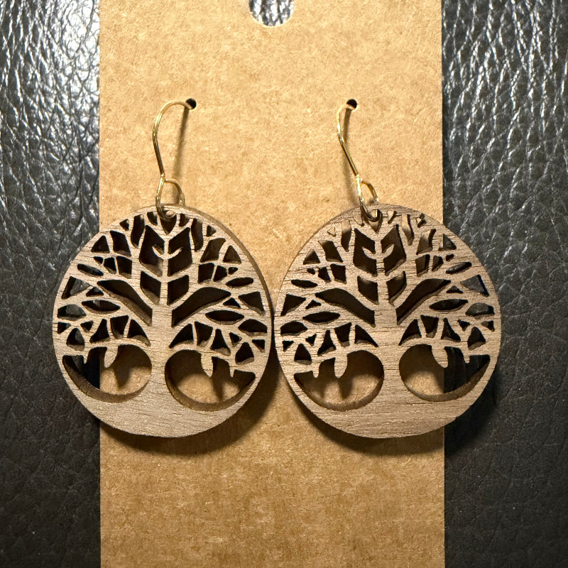 Tree of life earrings shown from another angle