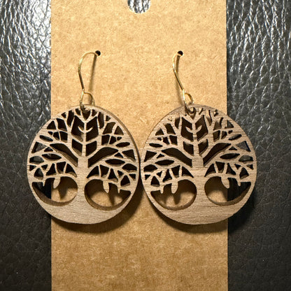 Tree of life earrings shown from another angle