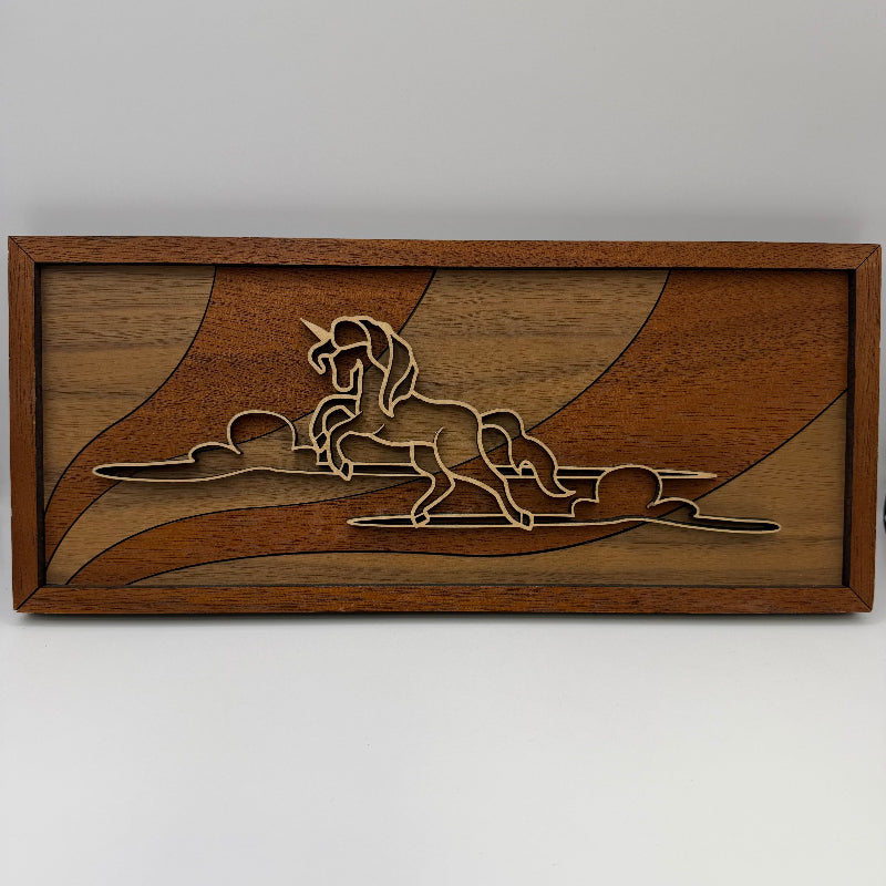 Unicorn line art wood wall decor
