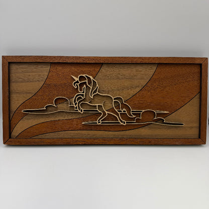 Unicorn line art wood wall decor