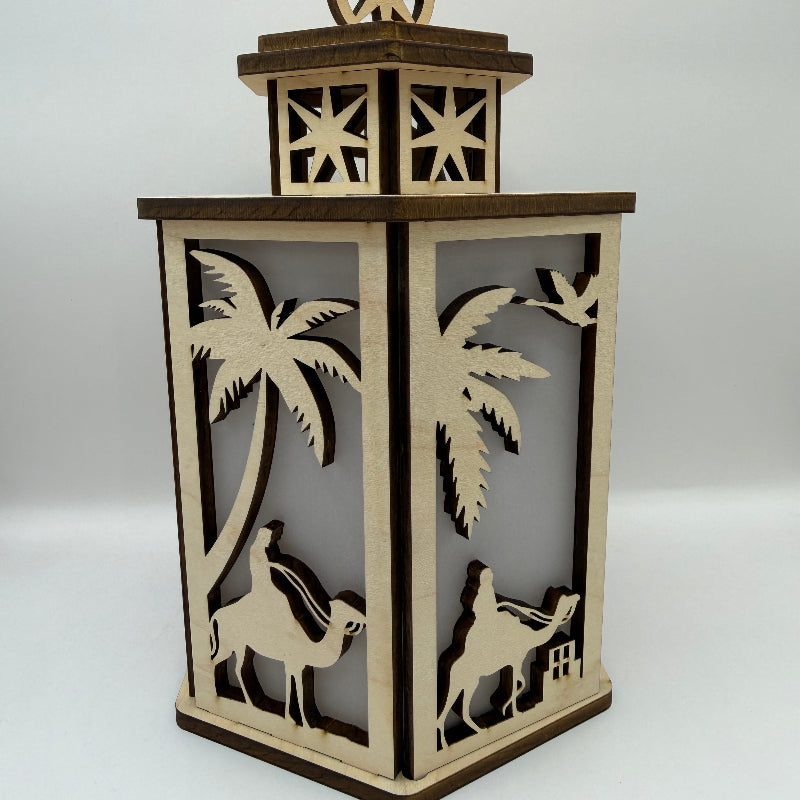 Both wise men side panels of the unlit 6-sided Nativity lantern