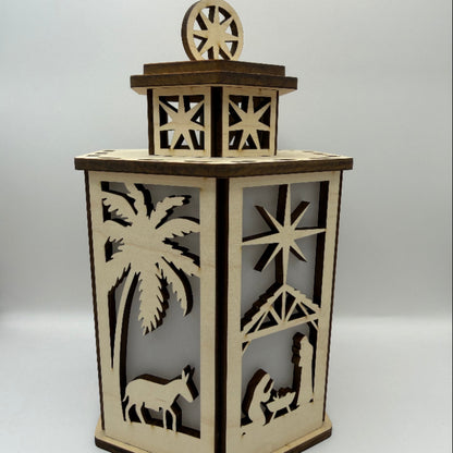 Donkey side panel of the unlit 6-sided Nativity lantern